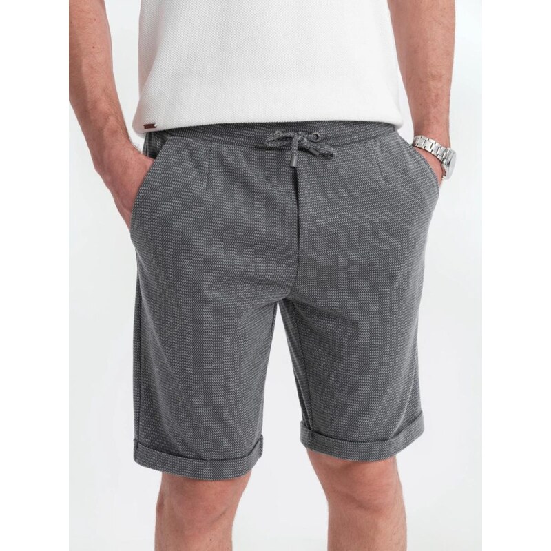 Ombre Clothing Stylové grafitové kraťasy strukturované V3 SRCS