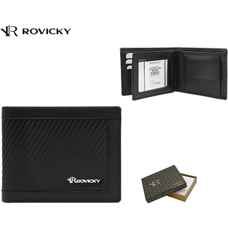 Stylová pánská černá peněženka Rovicky