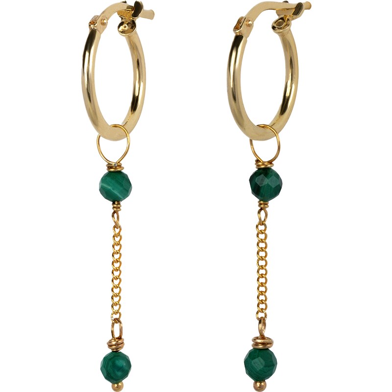 Jules Bean Náušnice Elise Malachite (925S/GP)