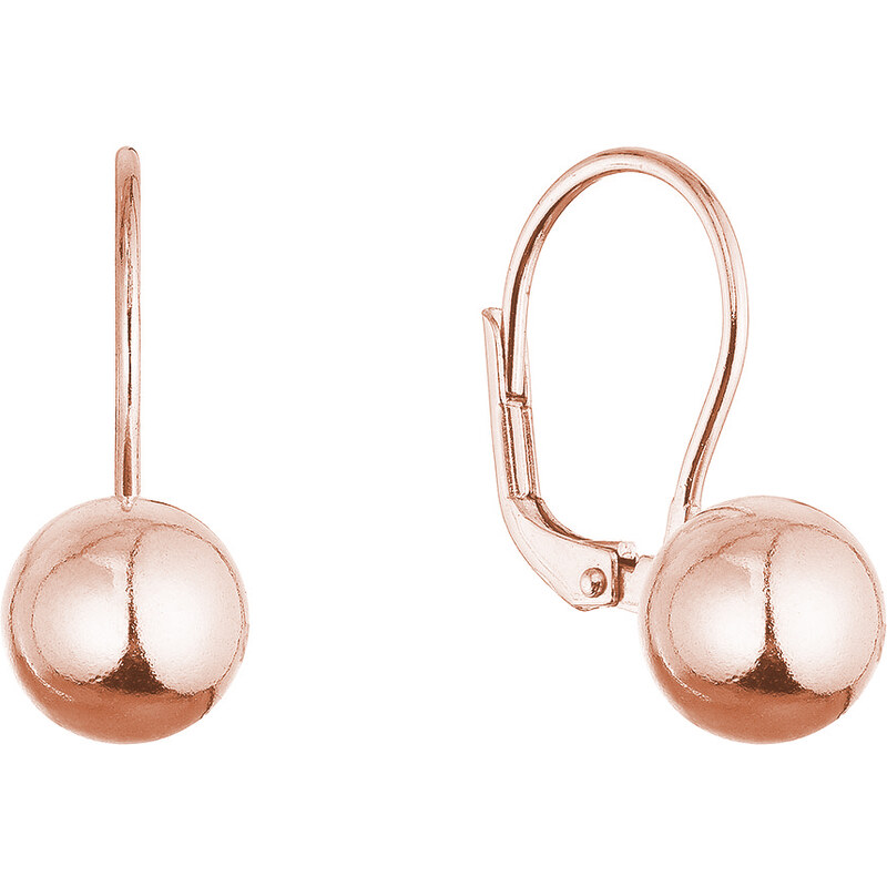 Pozlacené stříbrné náušnice lesklá kulička 61136 rose gold