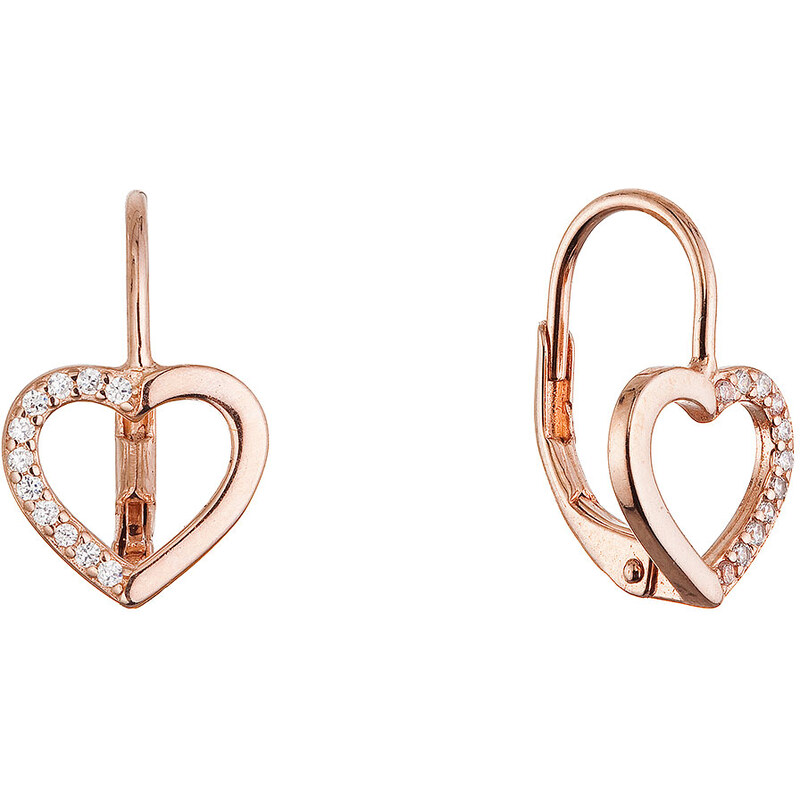 Pozlacené stříbrné náušnice srdce 11716.1 rose gold