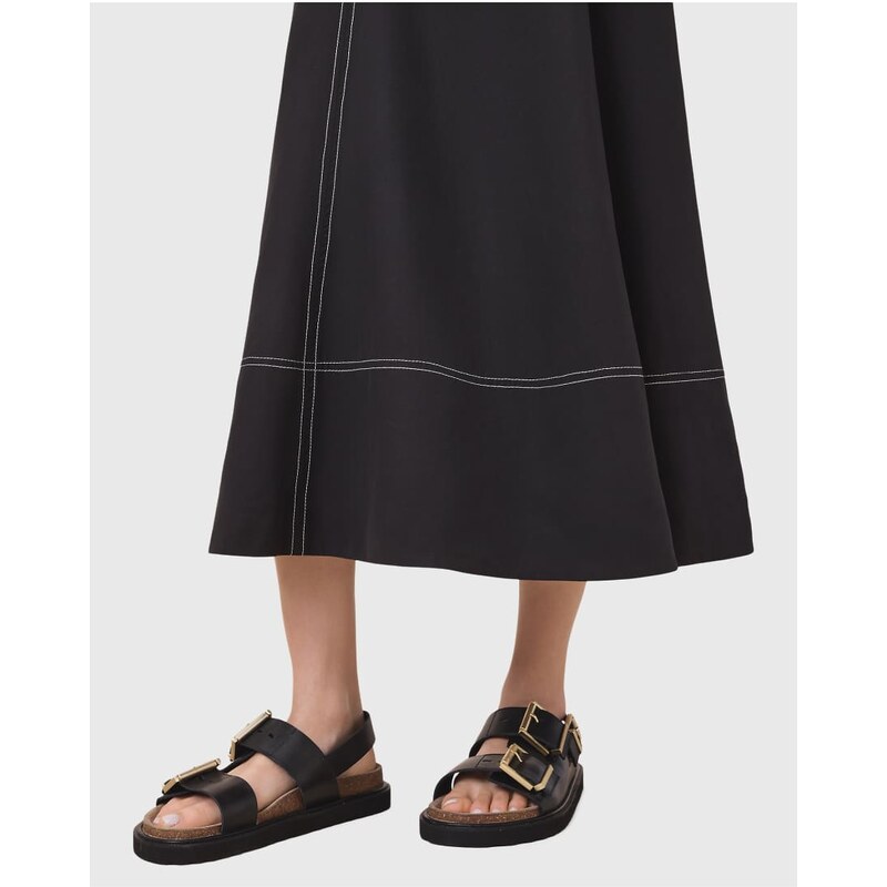 AllSaints Isla leather sandals in black 105626802