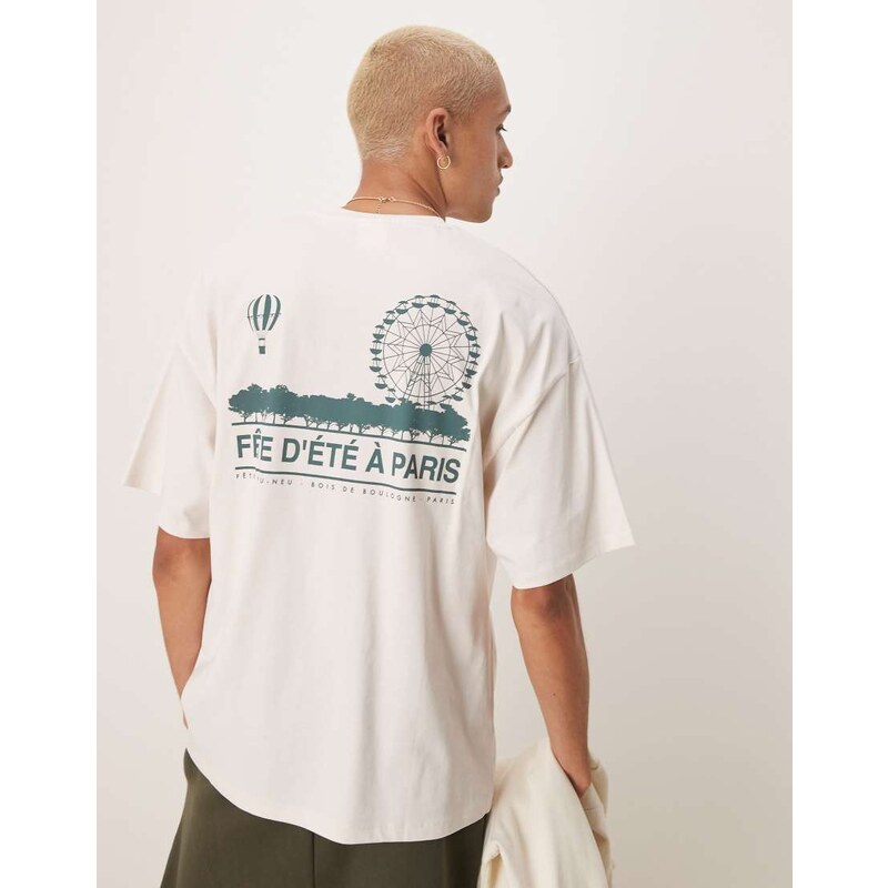 Selected oversized heavy weight t-shirt with paris backprint in