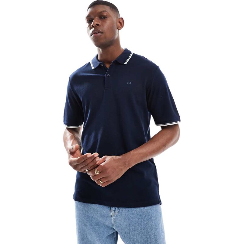 JJ Rebel short sleeve polo in navy 115511629