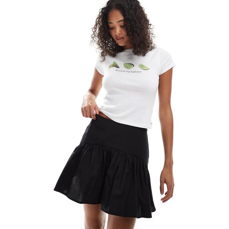 ASOS DESIGN dropped waist mini skirt in black 105626896