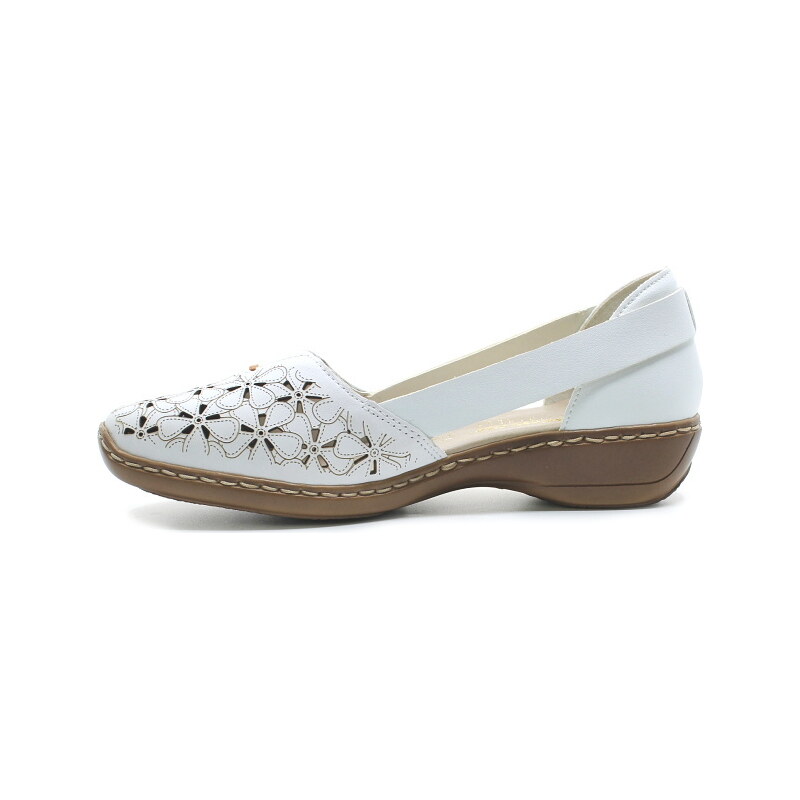 RIEKER 41356-80 white, dámské mokasíny