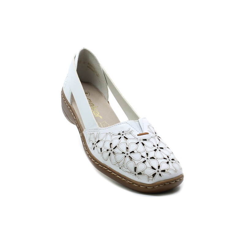 RIEKER 41356-80 white, dámské mokasíny