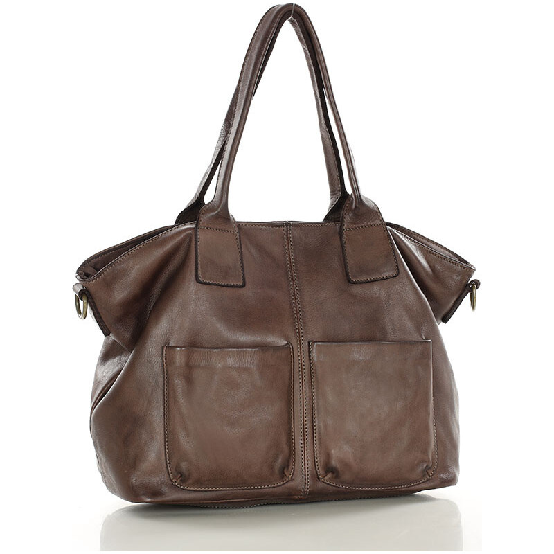Dámská kožená shopper bag kabelka Mazzini M169 hnědá 85916042