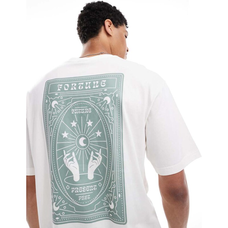 ONLY & SONS oversized t-shirt with fortune back print in white