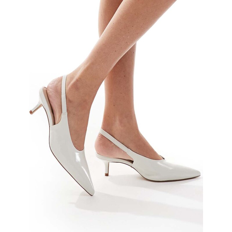 ALDO Oceweth slingback kitten heeled shoes in white leather 105949483