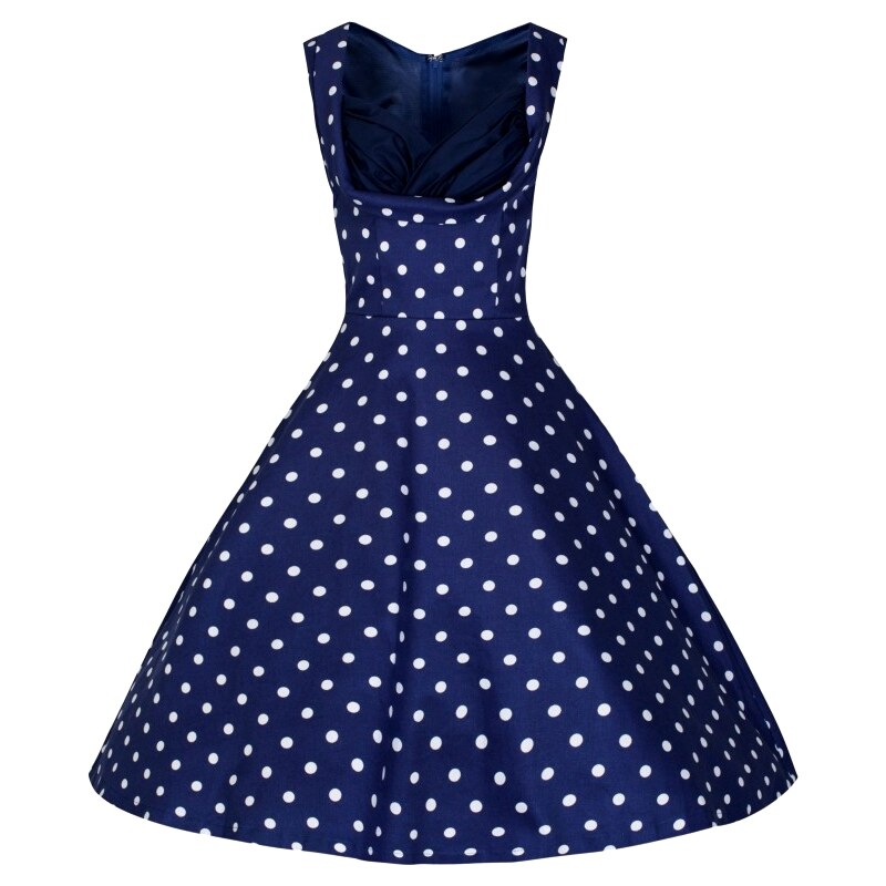 OPHELIA modré puntíkované šaty z padesátých let - Retro šaty