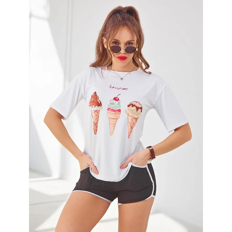 Resti Womens sports set with a t-shirt and shorts Ice Cream