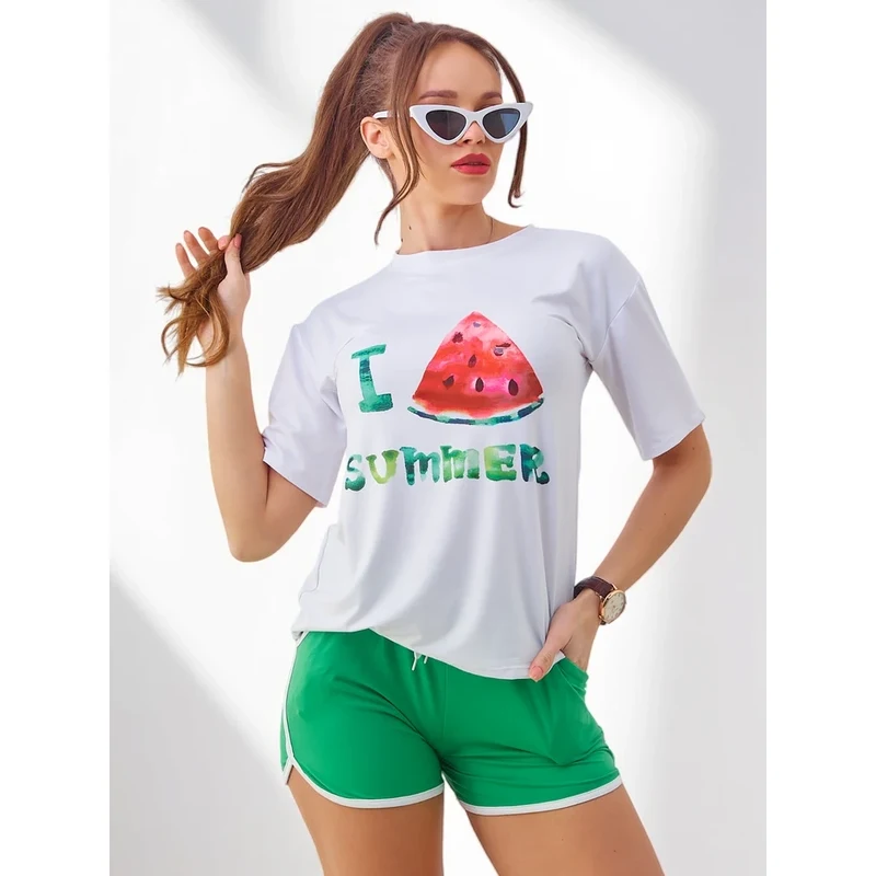 Resti Womens sports set with t-shirt and shorts Watermelon