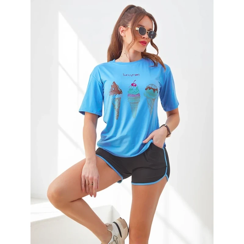 Resti Womens sports set with a t-shirt and shorts Ice Cream 108963537