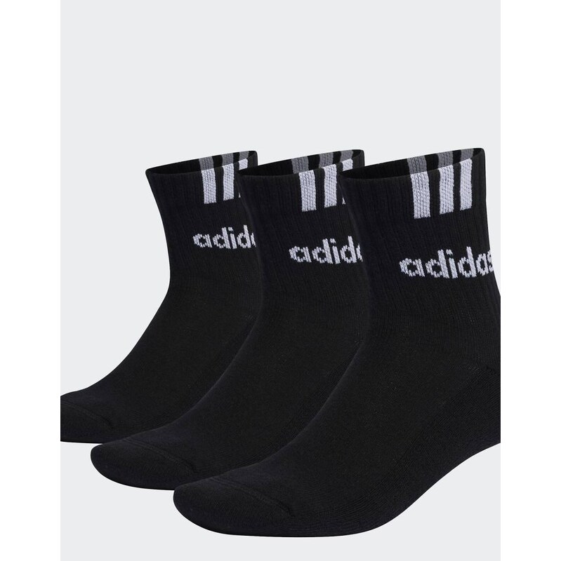 adidas performance 3-stripes linear half-crew cushioned socks 3 pairs 110062393