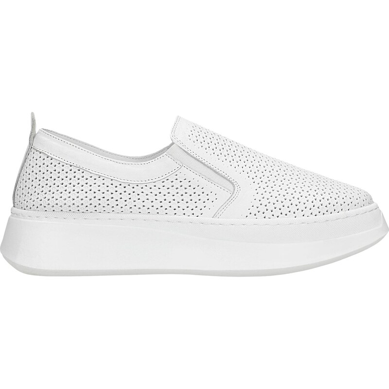 Wojas Bílé Dámské Slip-On Polobotky Z Lícové Kůže