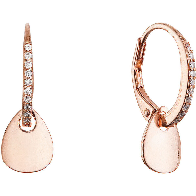 Pozlacené stříbrné náušnice se zavěšenou placičkou 11722.1 rose gold 105639386