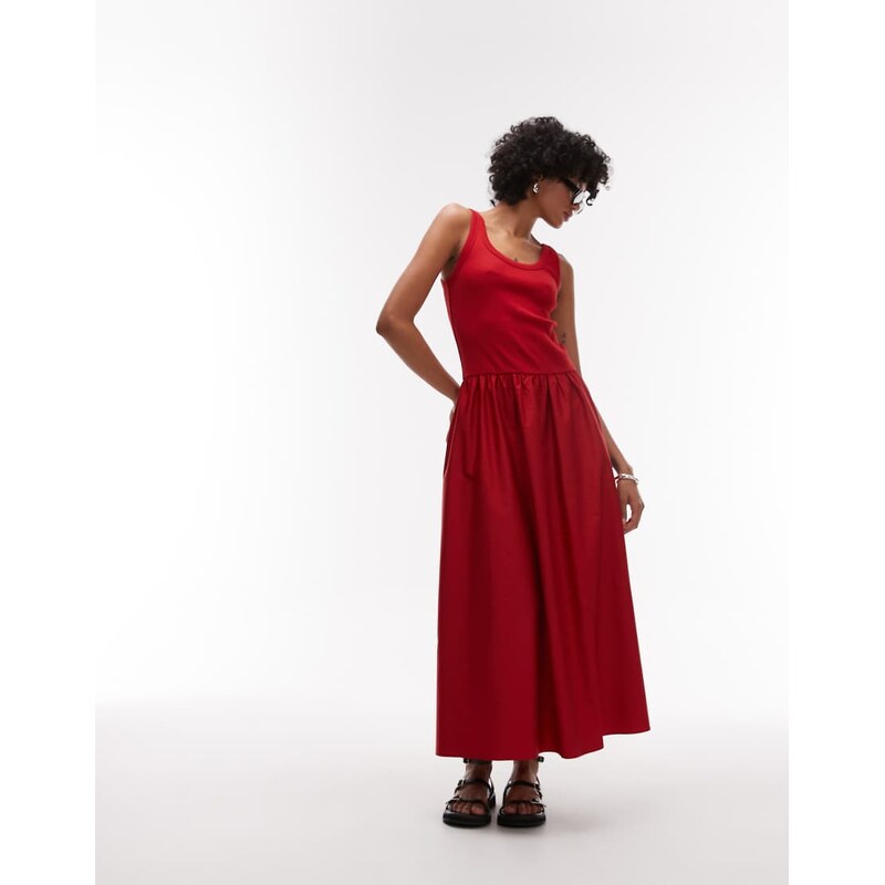 & Other Stories mixed jersey and woven maxi dress with volume hem in 115746201