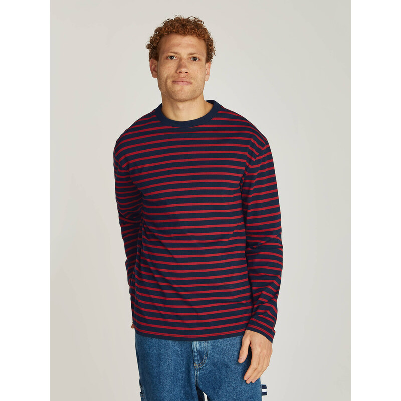 Tommy Jeans pánské červenomodré tričko