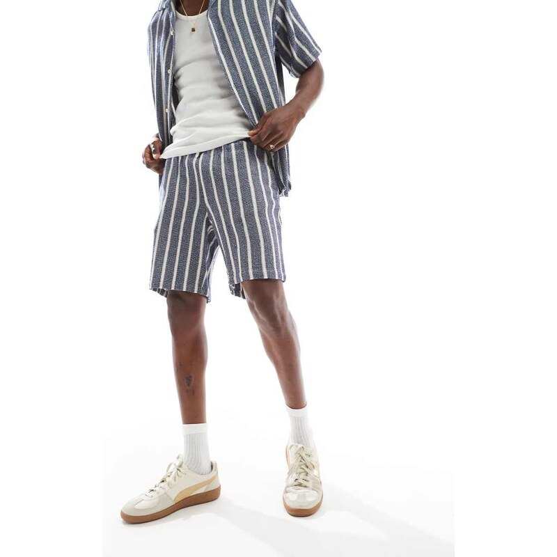 Jack & Jones co-ord texture short in navy stripe