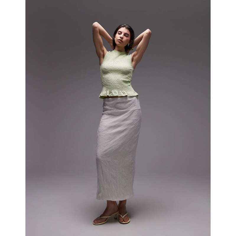 Mango capsule premium textured midi skirt in white 105642796