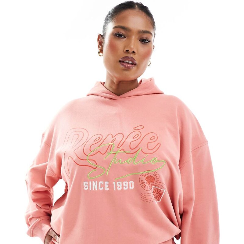Renee Studio Plus exclusive embroidered logo graphic hoodie co-ord in 113260465