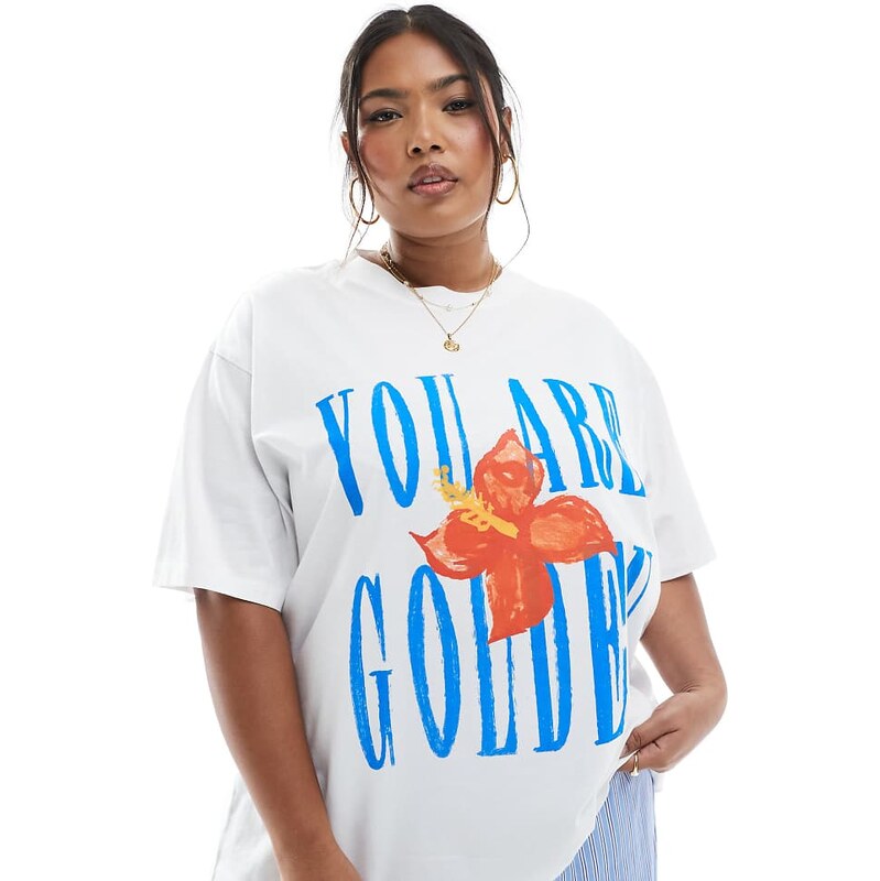 Renee Studio Plus exclusive you are golden graphic t-shirt in white 109541520