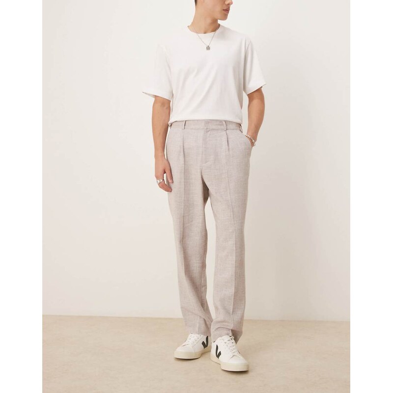 ASOS DESIGN oversized tapered leg trousers in beige-Green