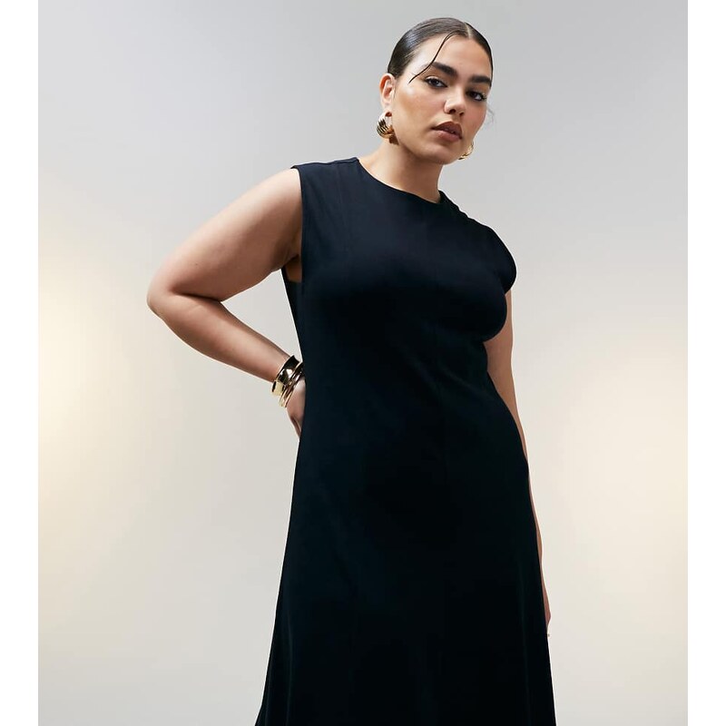 ASOS Curve ASOS Design Curve cotton sleeveless midi sundress in black 105646419