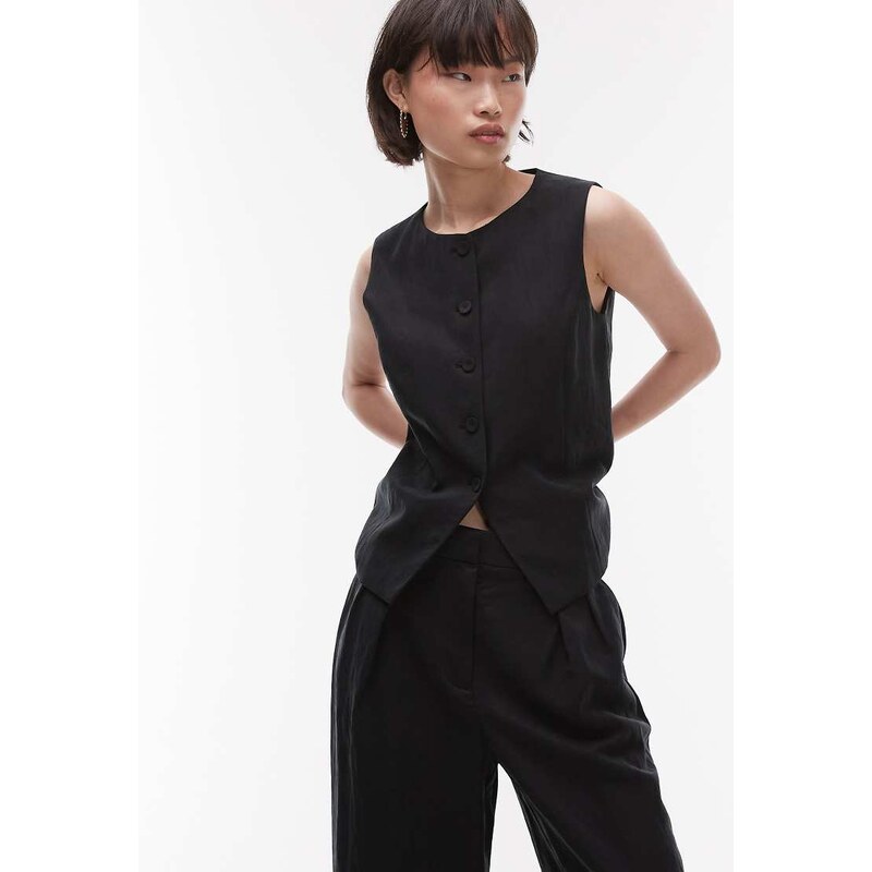 Mango round neck waistcoat co-ord in black 105646473