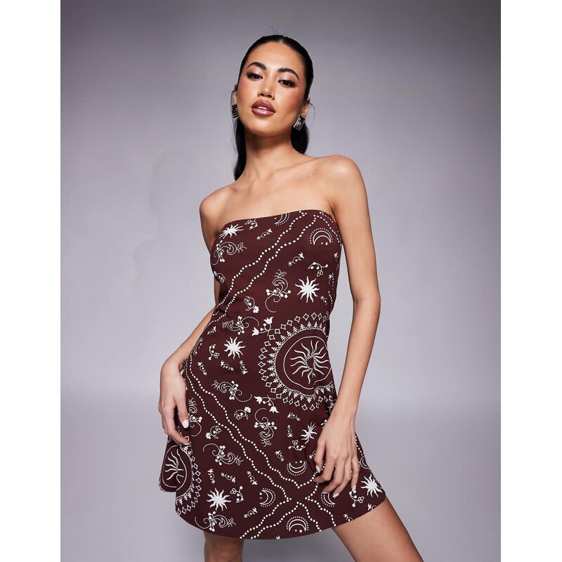 ASOS DESIGN bandeau mini swing dress in bandanna print-Multi 105682769