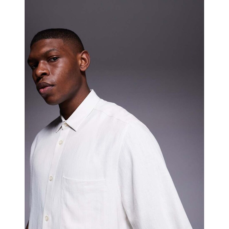 ASOS DESIGN boxy linen blend shirt in white