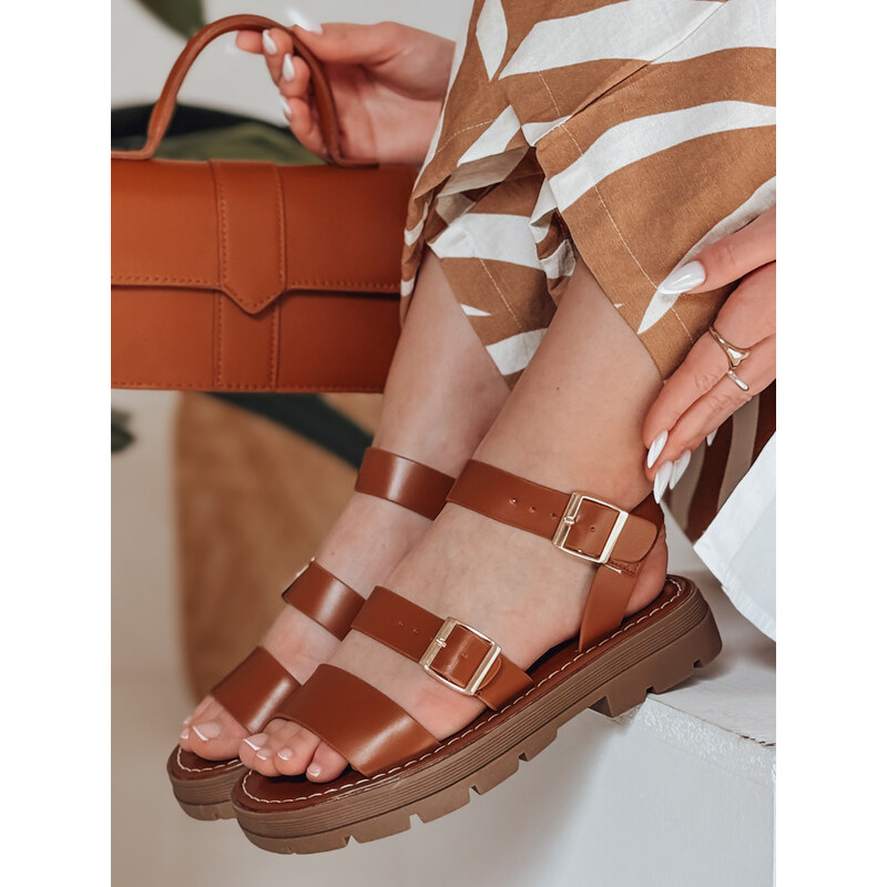 BASIC Camel dámské sandály s přezkami SOLARIA ZY0891