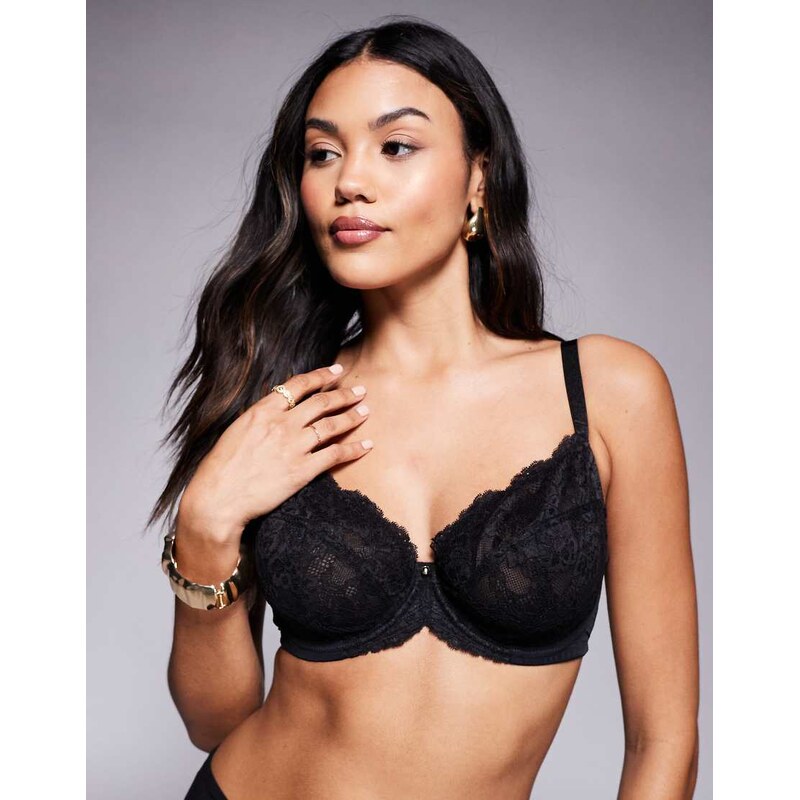 Ann Summers Fuller Bust Sexy Lace non padded plunge bra in black