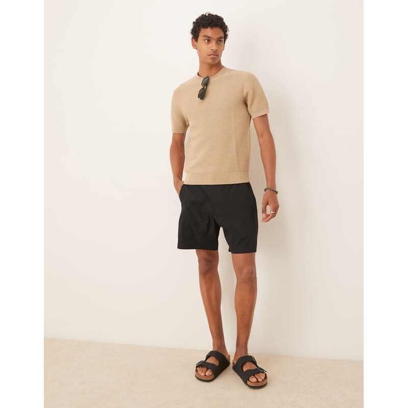 Abercrombie & Fitch 7 tailored shorts in black 105649833