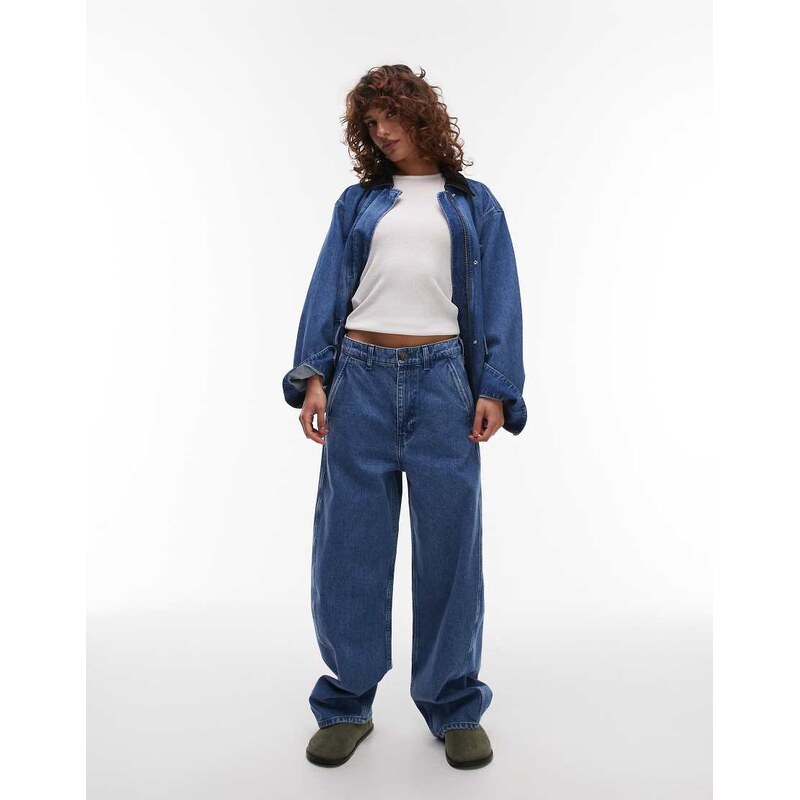 ARKET Endive barrel leg jeans in seam detail in light wash blue 105661537