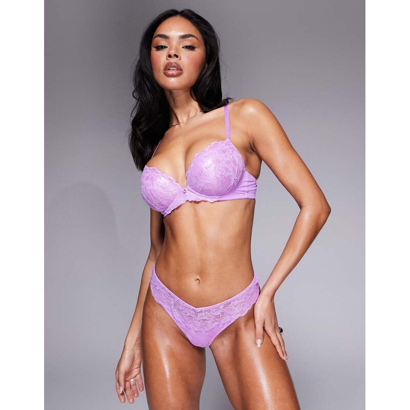 Ann Summers Sexy Lace foiled thong in lilac-Purple 105661686