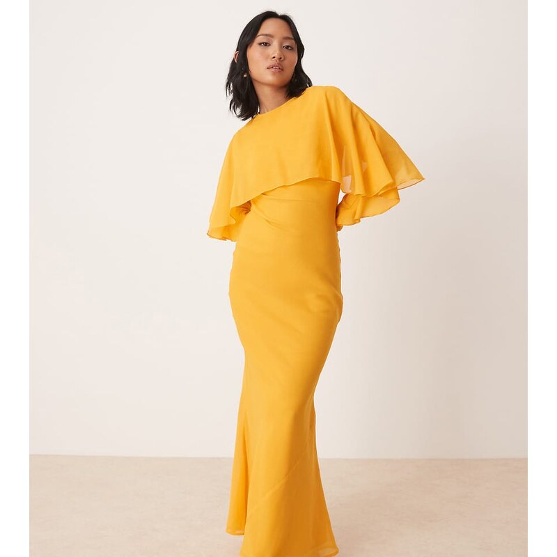 ASOS Petite ASOS DESIGN Petite long sleeve ruffle bias maxi dress with 114687791