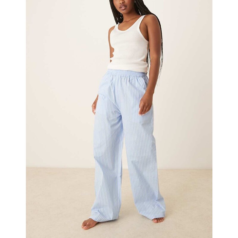 Luna oversized wide leg pyjamas in striped blue 111274125