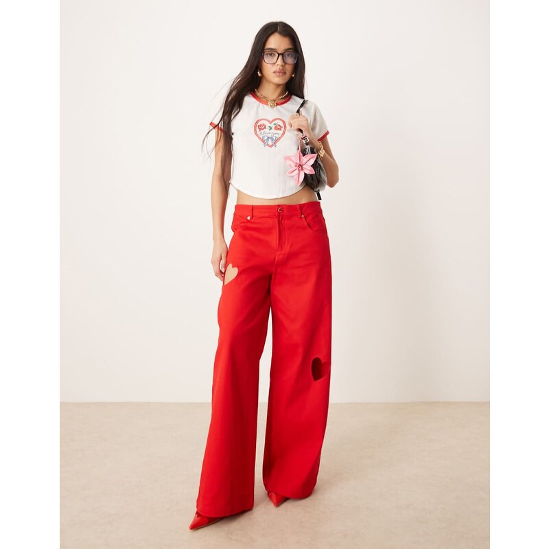 For Love And Lemons For Love & Lemons Lipstick denim baggy jeans in 105661549