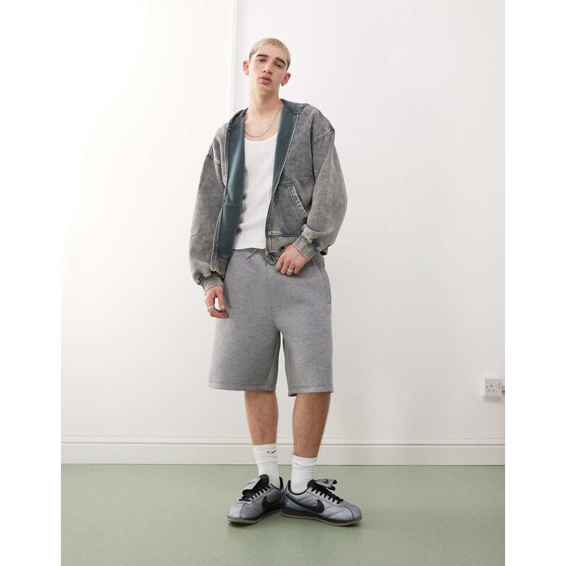 Weekday Simon jersey shorts in grey melange in Scuba-Style