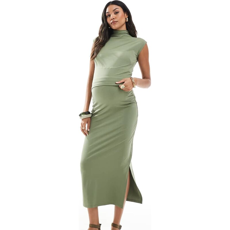 Mama.licious Mamalicious jersey midi skirt co-ord with size split 105666775