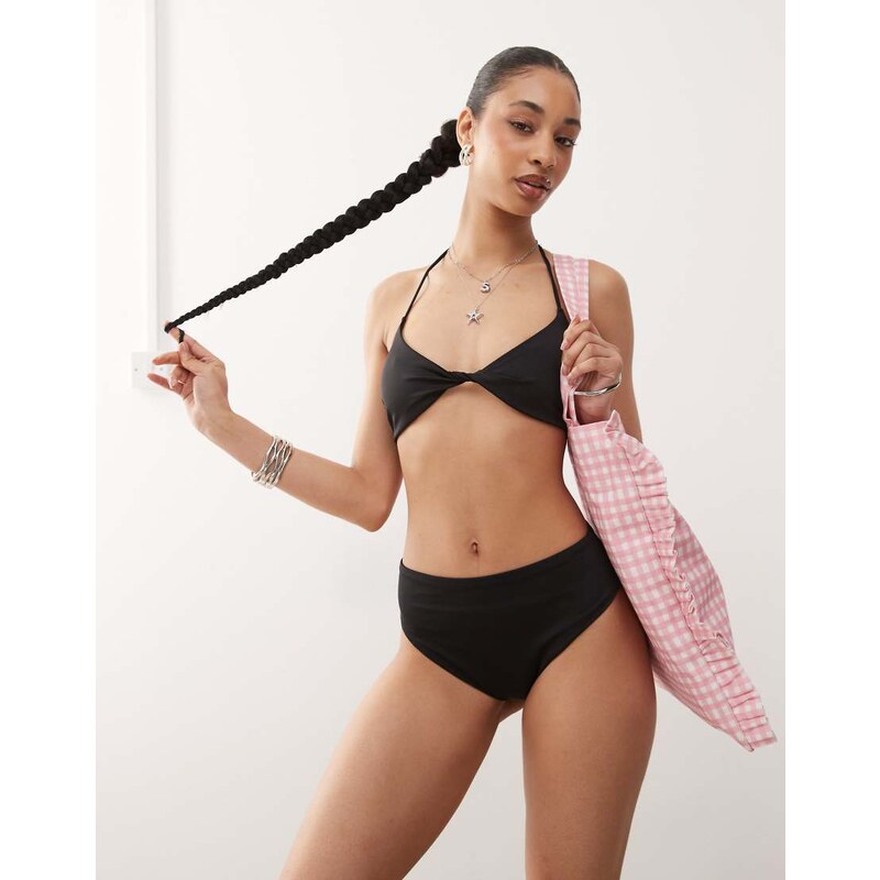 Weekday high waist bikini bottoms in black 105877367