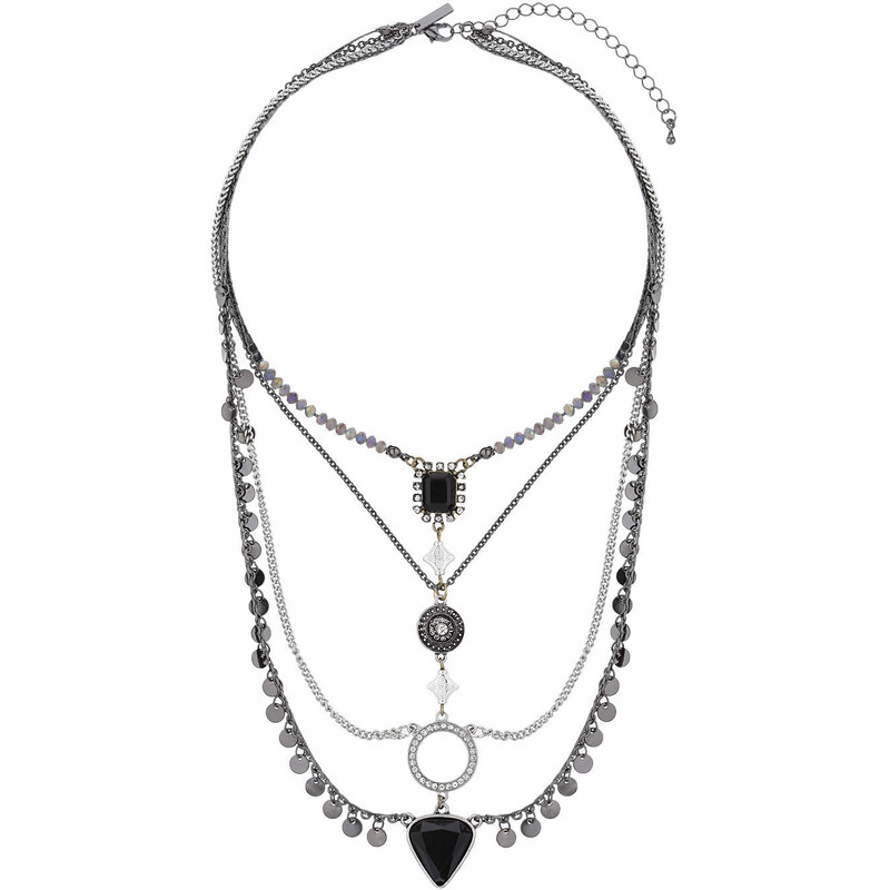 Topshop Facet Charm Ladder Multi-Row Necklace