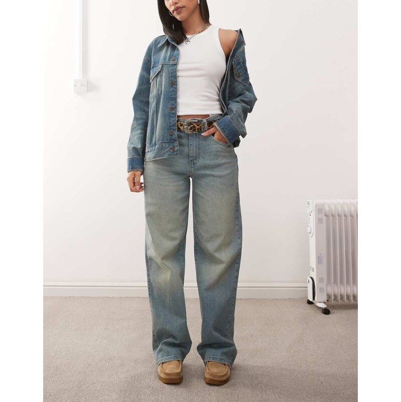 Noisy May Josie high waist baggy jeans in blue tint 105671986