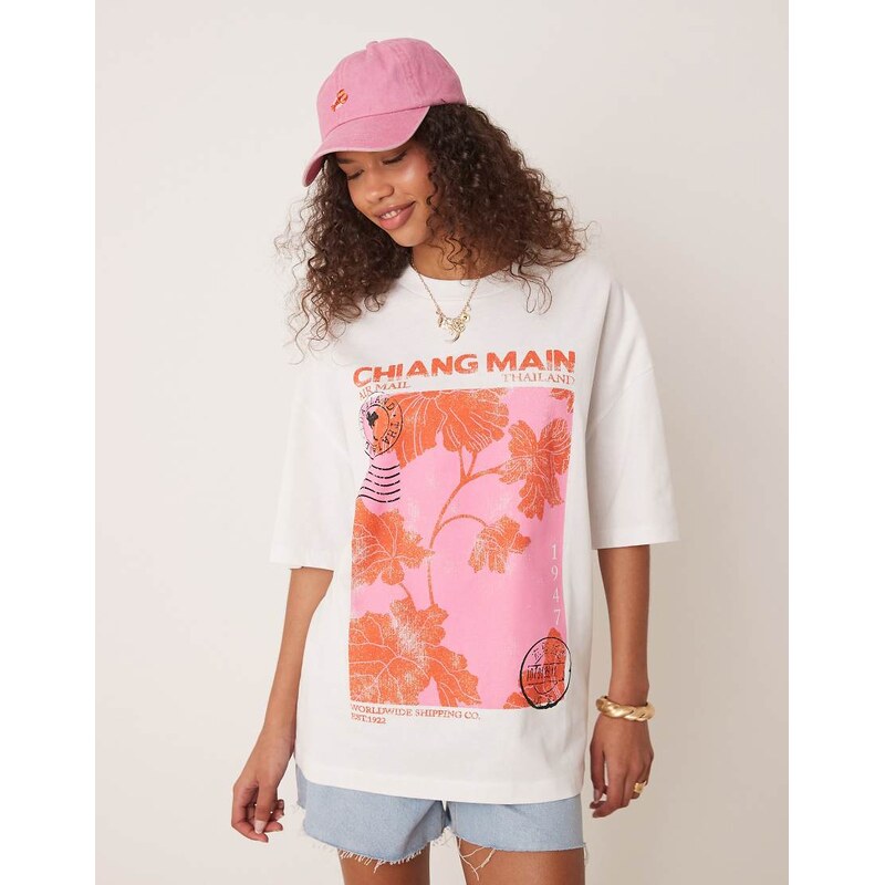ASOS DESIGN oversized t-shirt with thailand graphic in white 105671959