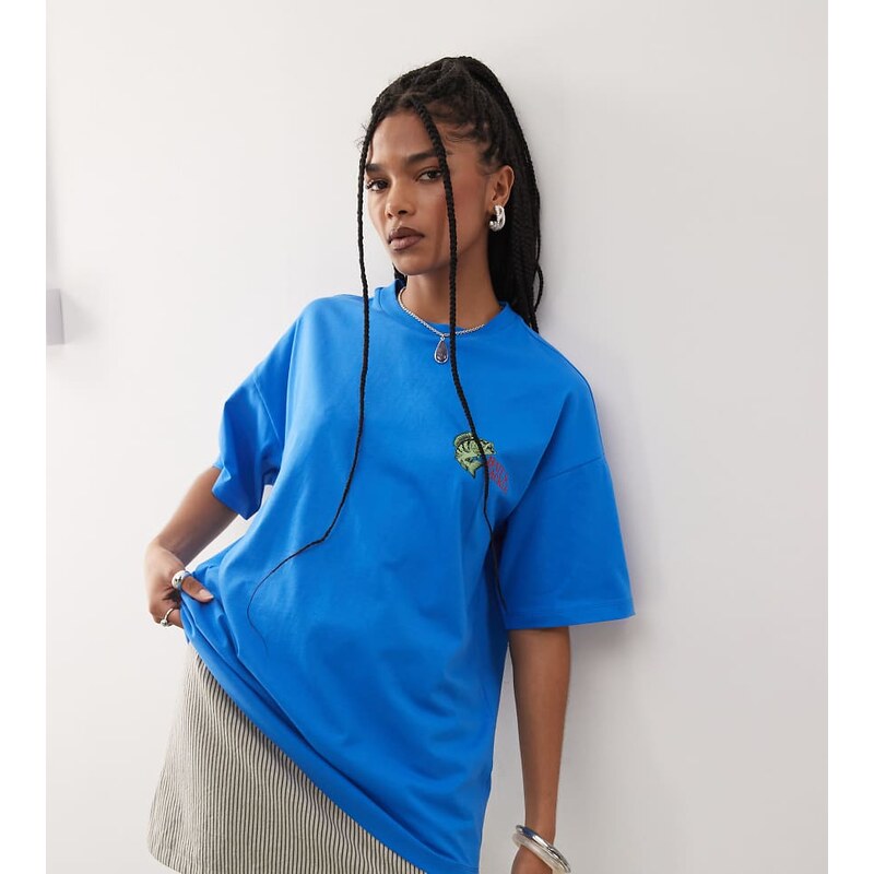 COLLUSION fish print graphic t shirt in blue 105695729