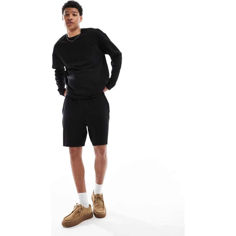 New Look rib shorts co-ord in black