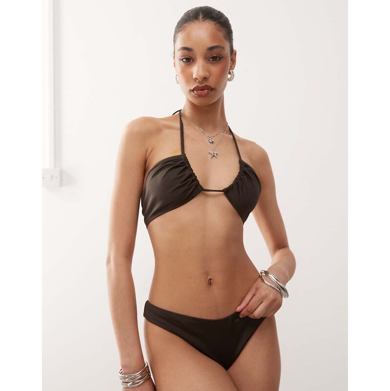 Weekday multiway bikini top in dark brown 115511677