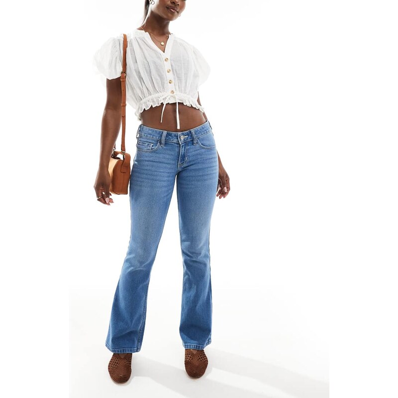 Hollister low rise bootcut jeans in medium wash-Blue 105674382